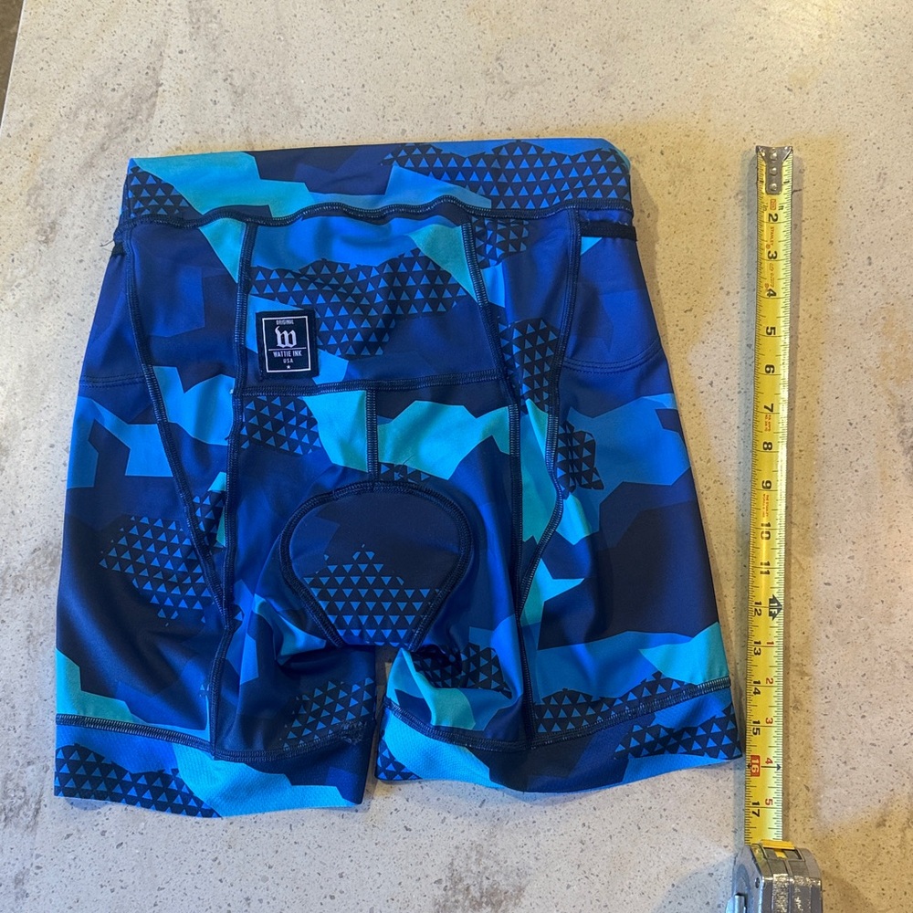 Women's Wattie Ink Blue Patterned Bike Shorts